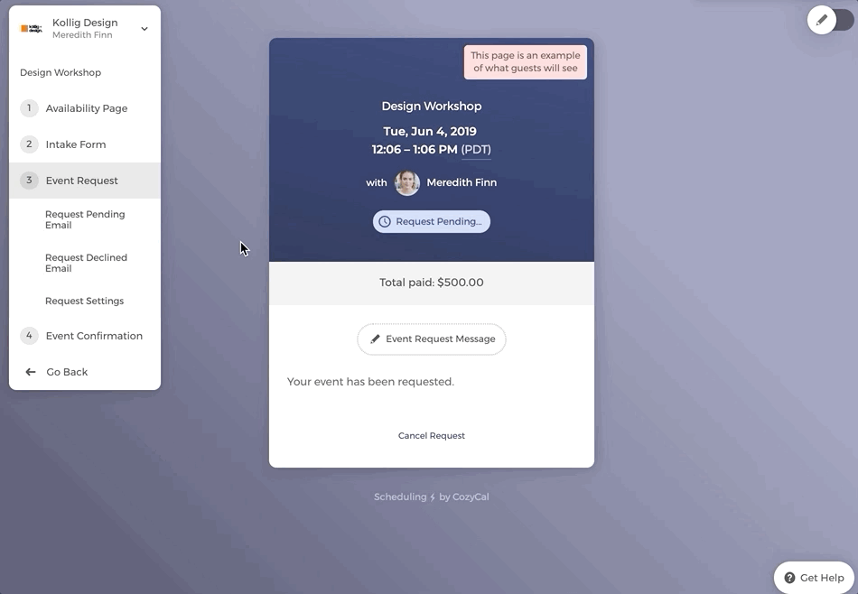Customize event request email notifications