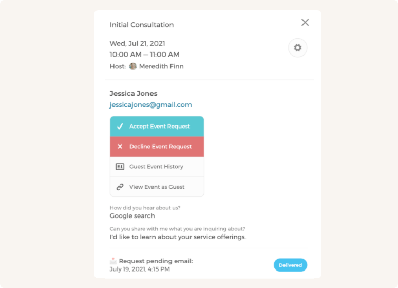 View appointment details and guest event history