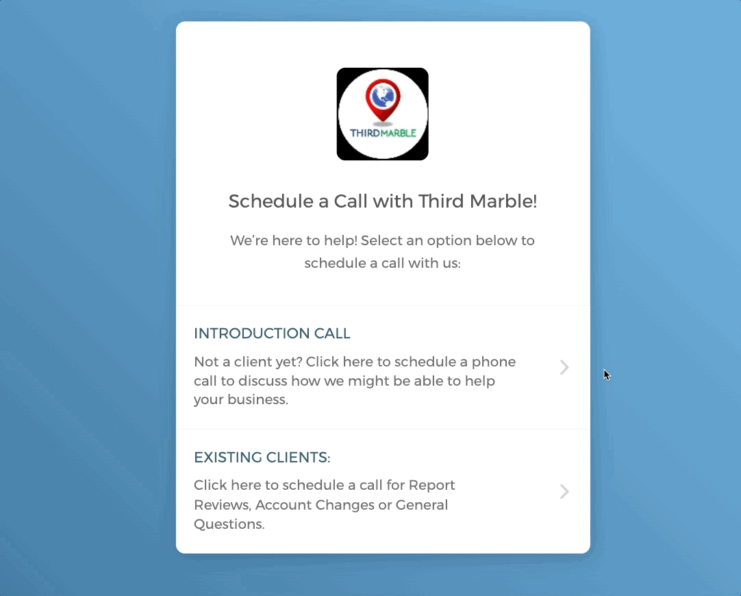 Third Marble Marketing using CozyCal for lead generation