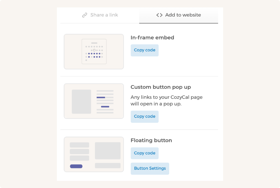 CozyCal team scheduling - install CozyCal plugin on your website