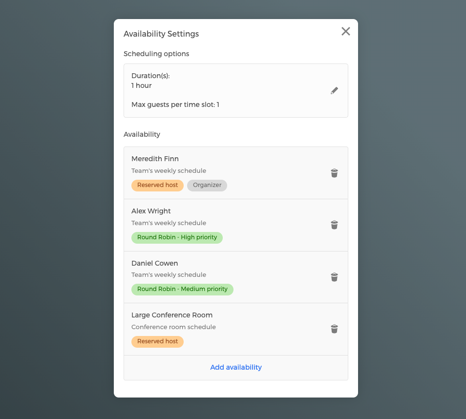 Booking with round-Robin assignments and priorities using CozyCal