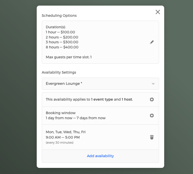 Flexibele tijdinstelling stelt uw studio's in staat om een-op-een sessies of groepsevenementen te hosten