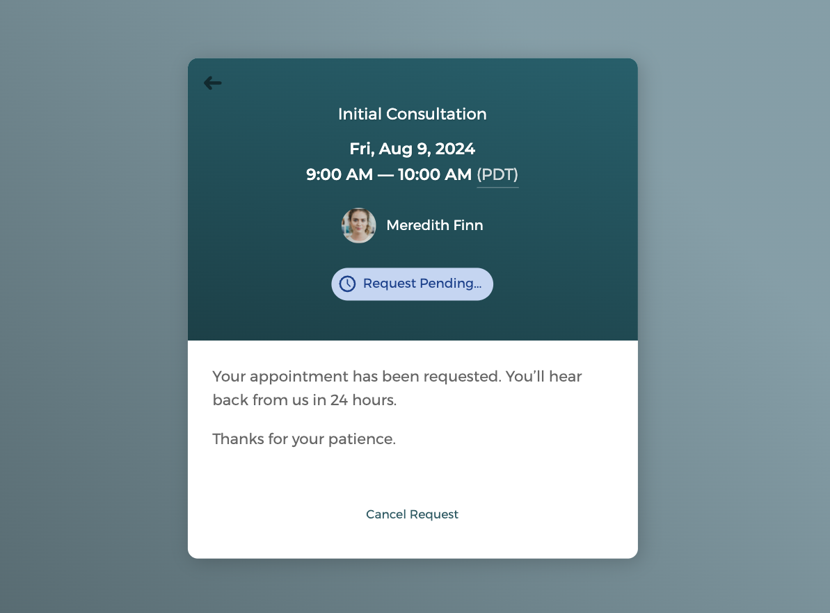 You can customize your event request pending message and email template