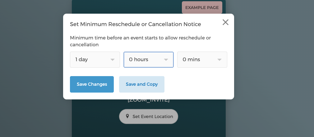 Set minimum cancellation notice in CozyCal