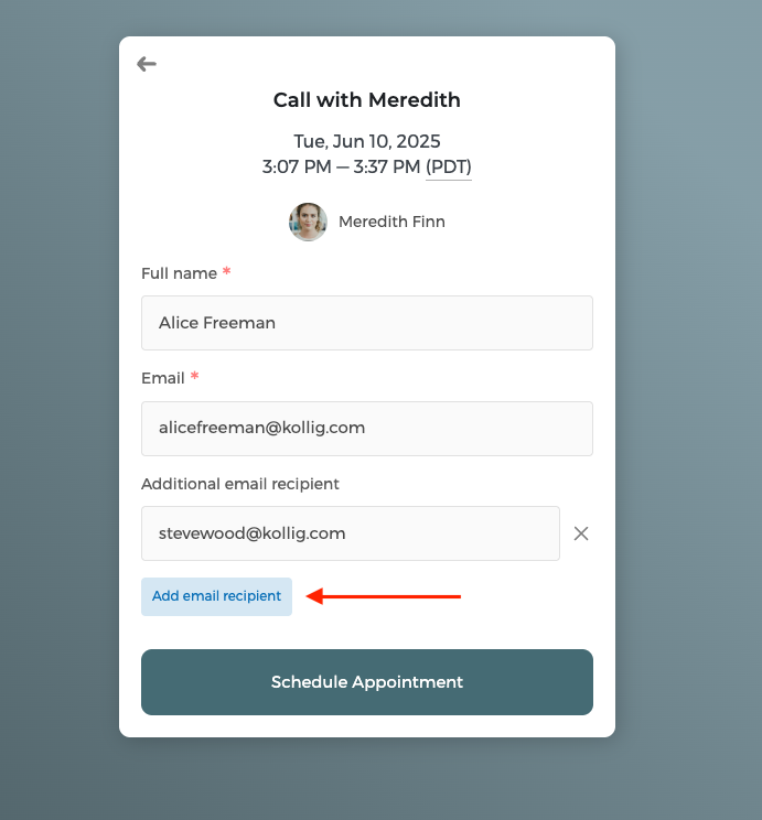 Agrega correos electrónicos de invitados adicionales en el formulario de registro