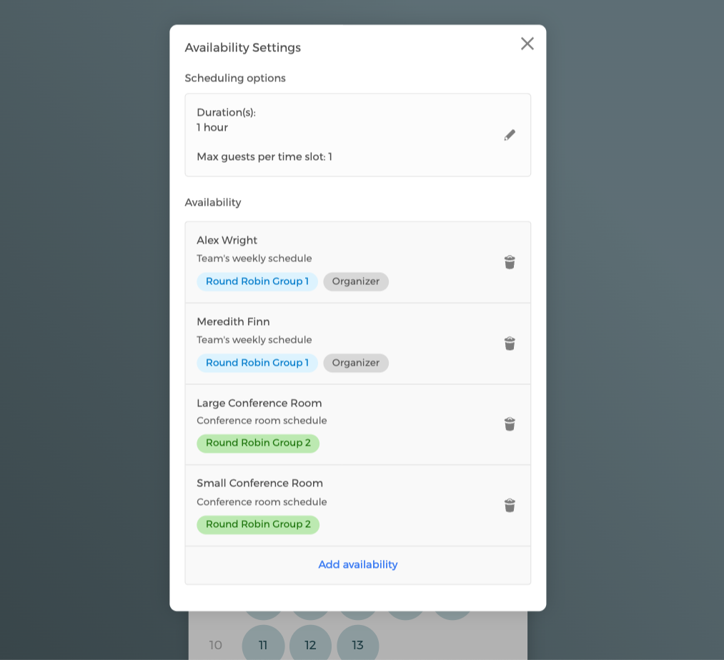 CozyCal prend en charge la création de plusieurs groupes en round-robin pour la planification de groupe