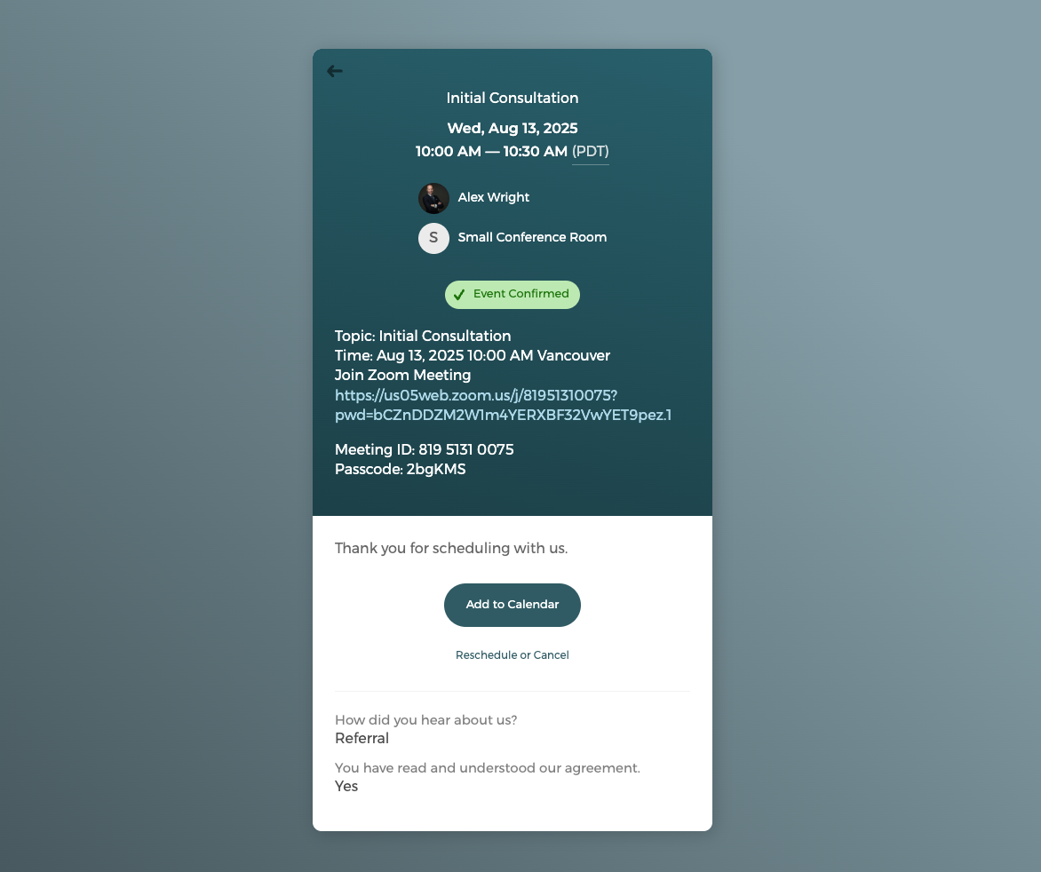 CozyCal's native integrations with Zoom and Google Meet are ideal for running virtual meetings