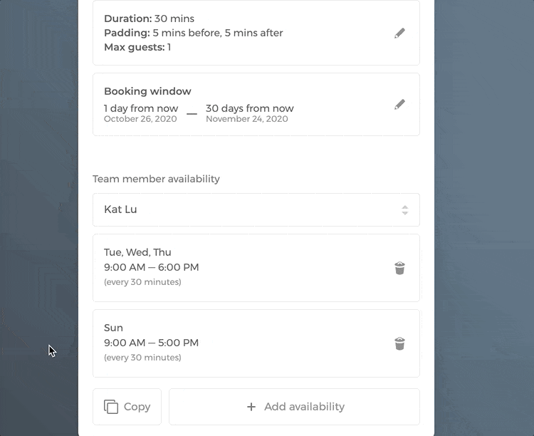 copy availability to others