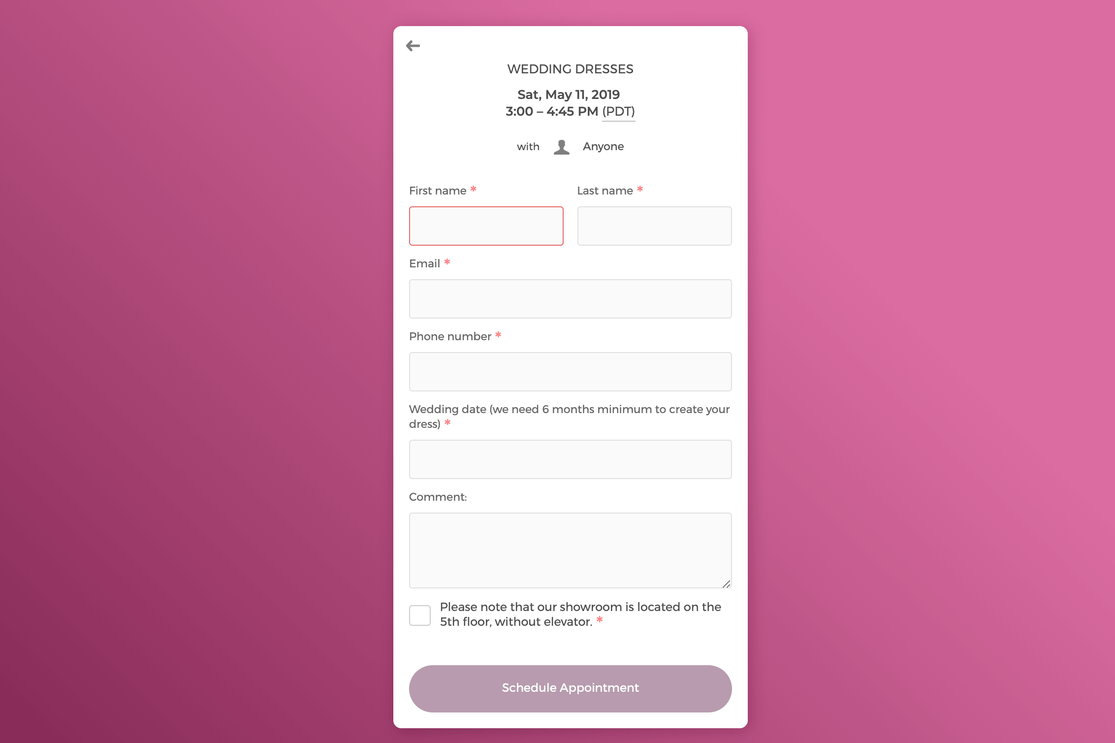 Dream it Yourself Buchungsseite