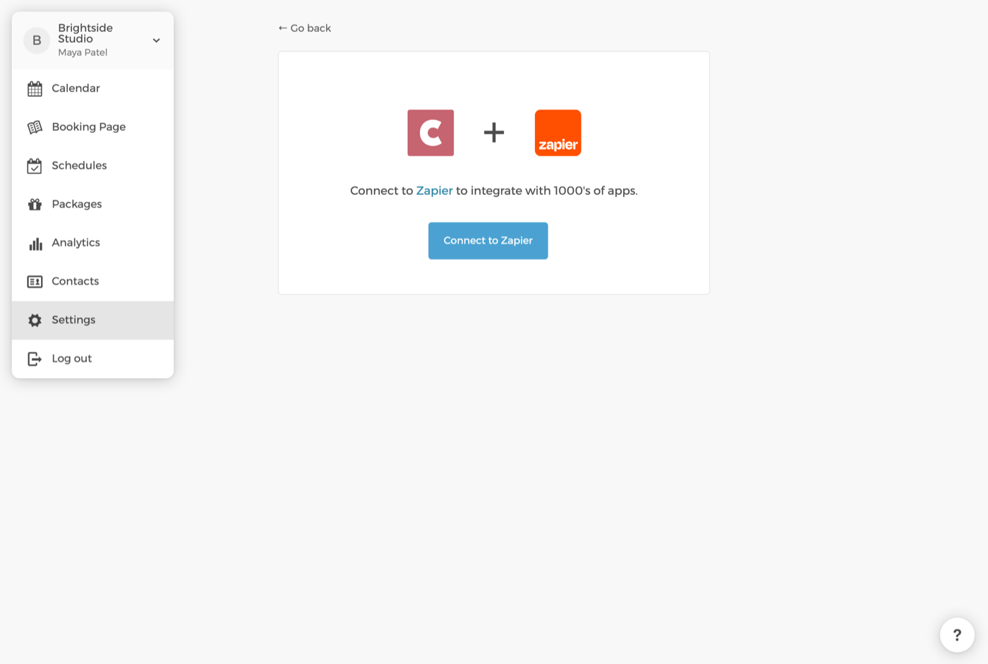 Zapier and webhook settings inside CozyCal