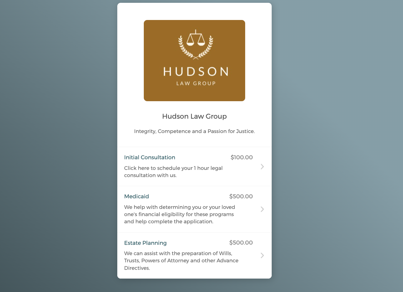 Pricing listed on booking page