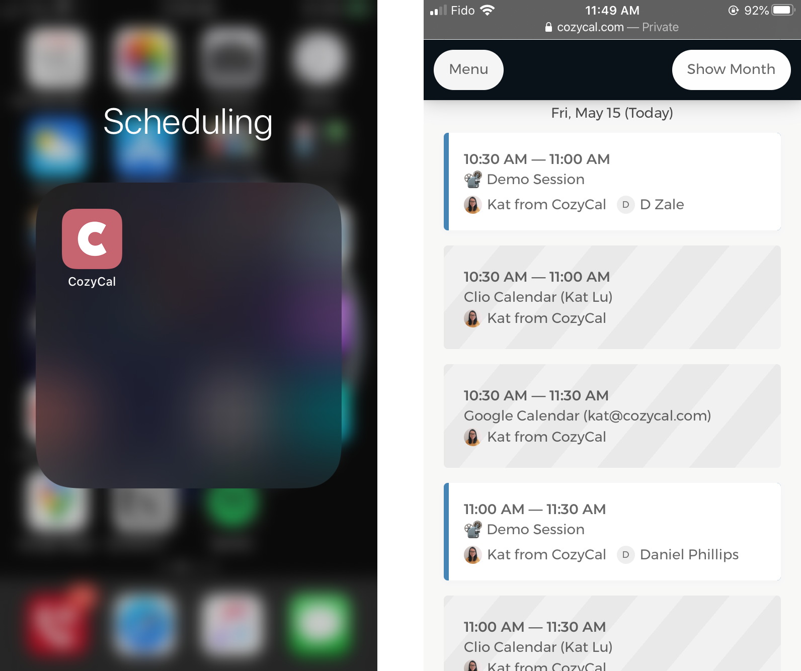 CozyCal icon on the mobile home screen