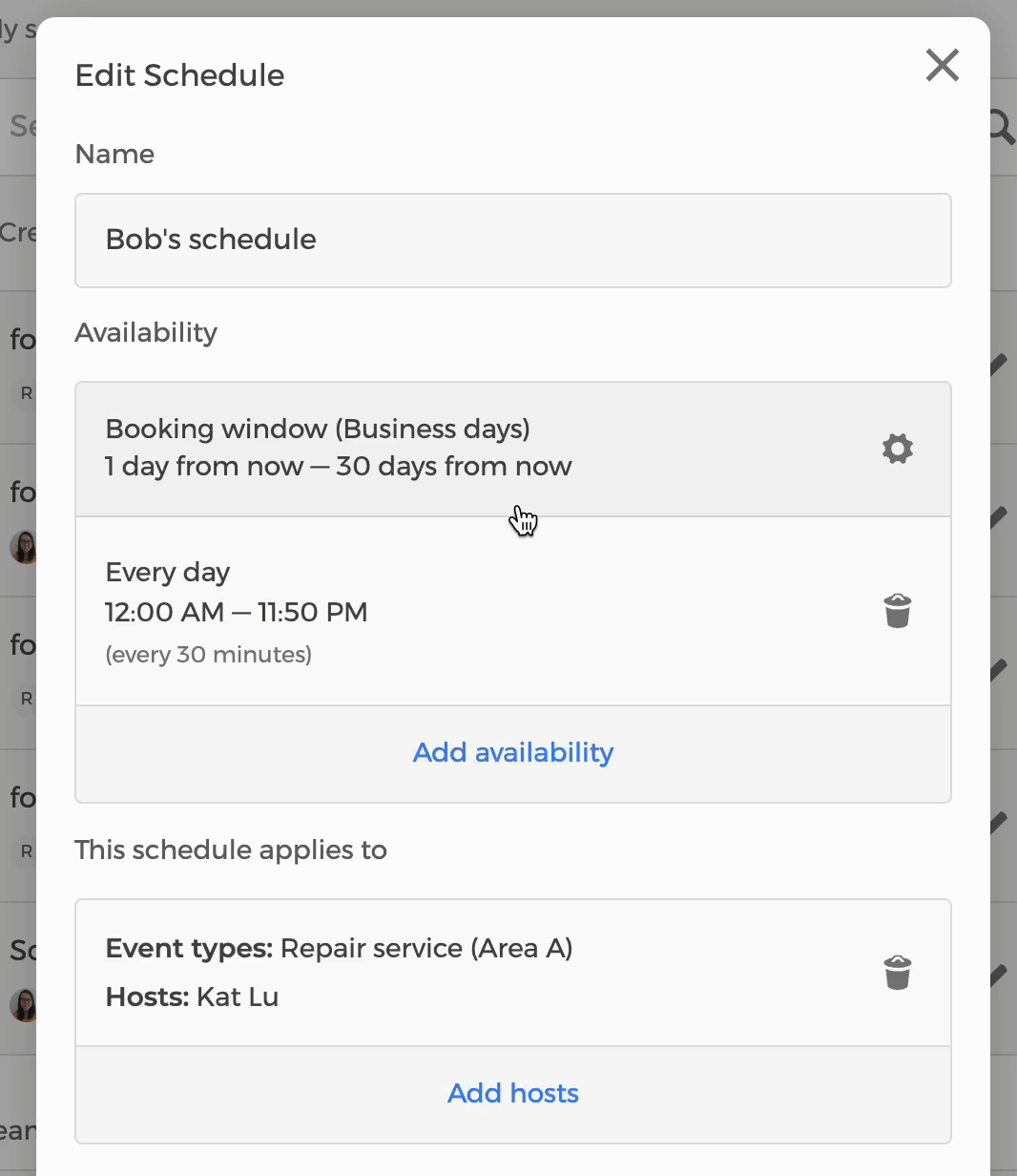 Blocking off dates within a schedule