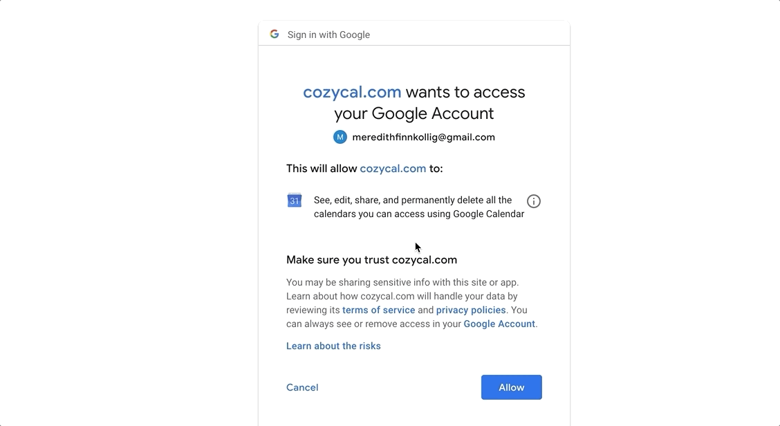 Connecting and syncing the new Google Calendar