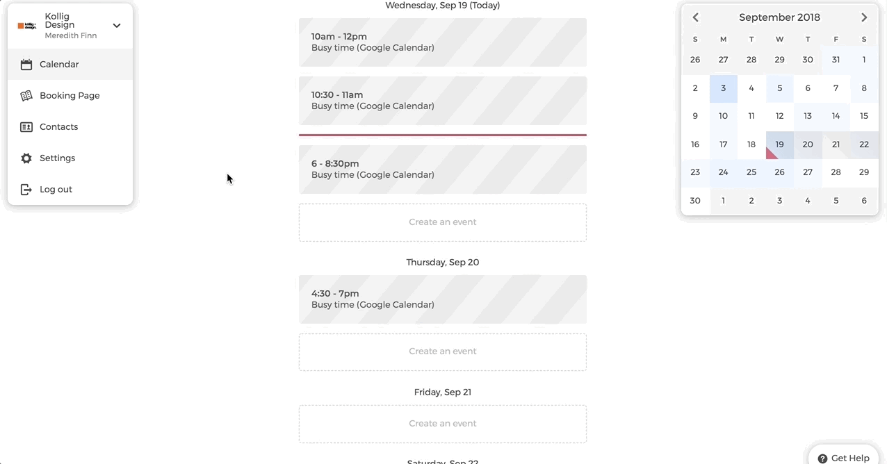 Google calendar connected to your account