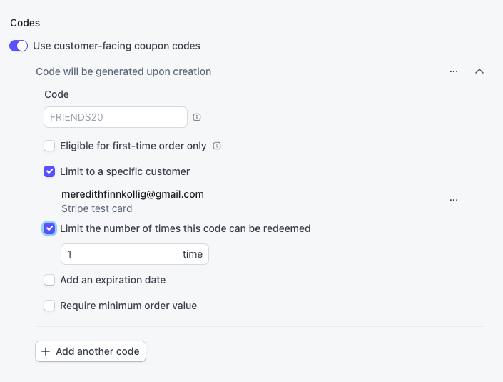 Enabling customer-facing coupon codes