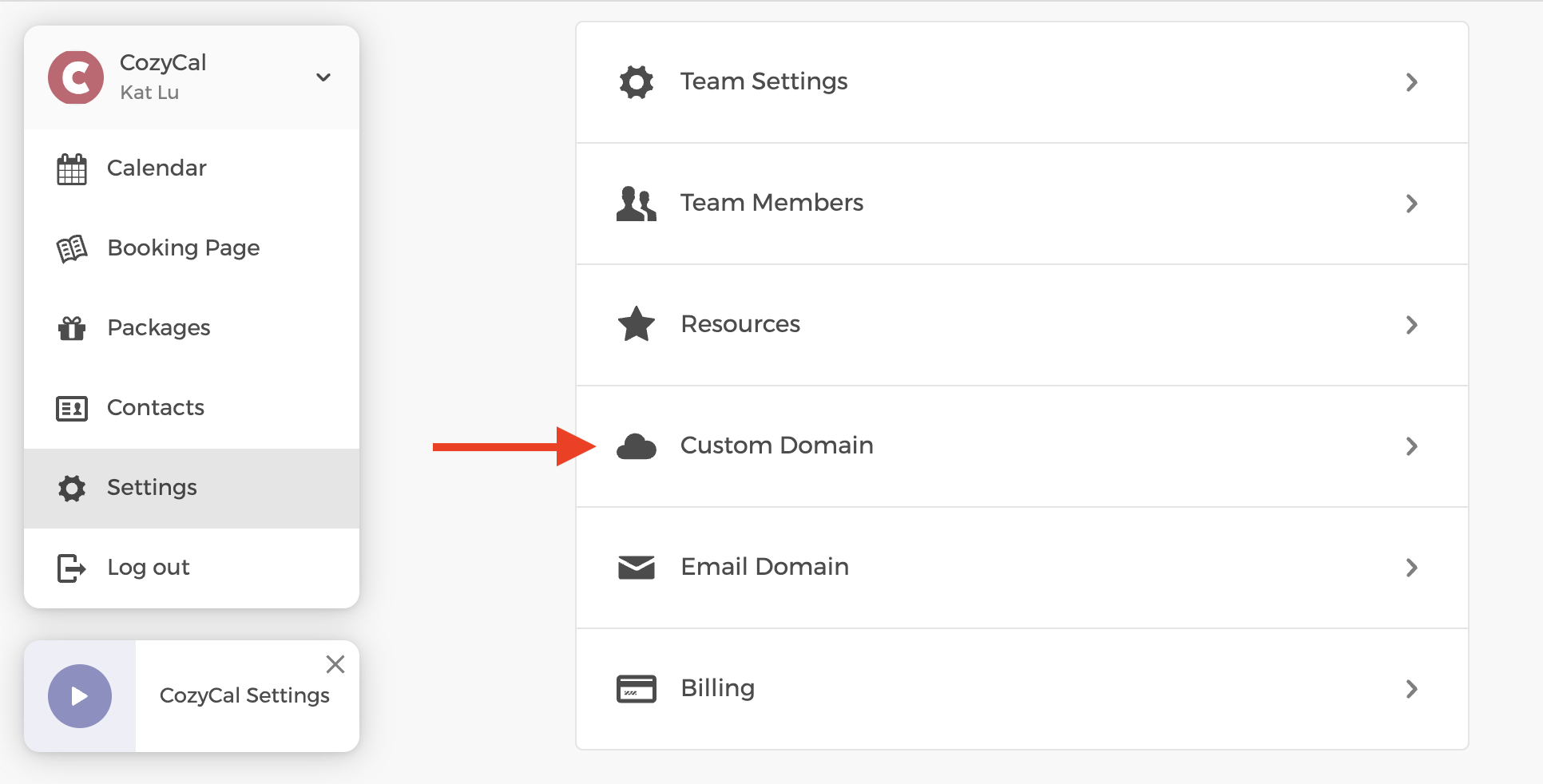 Custom Domain settings