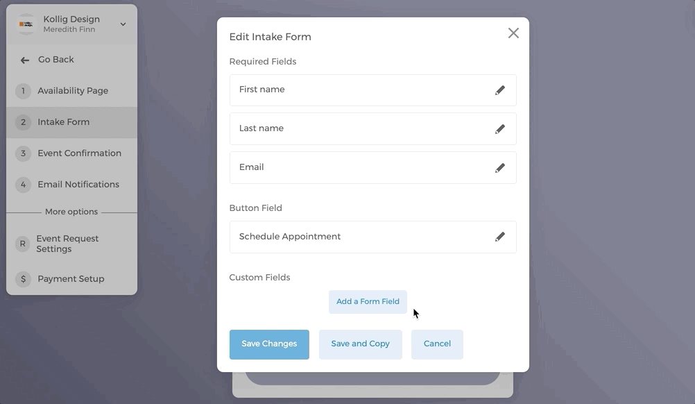 Save and copy the intake form