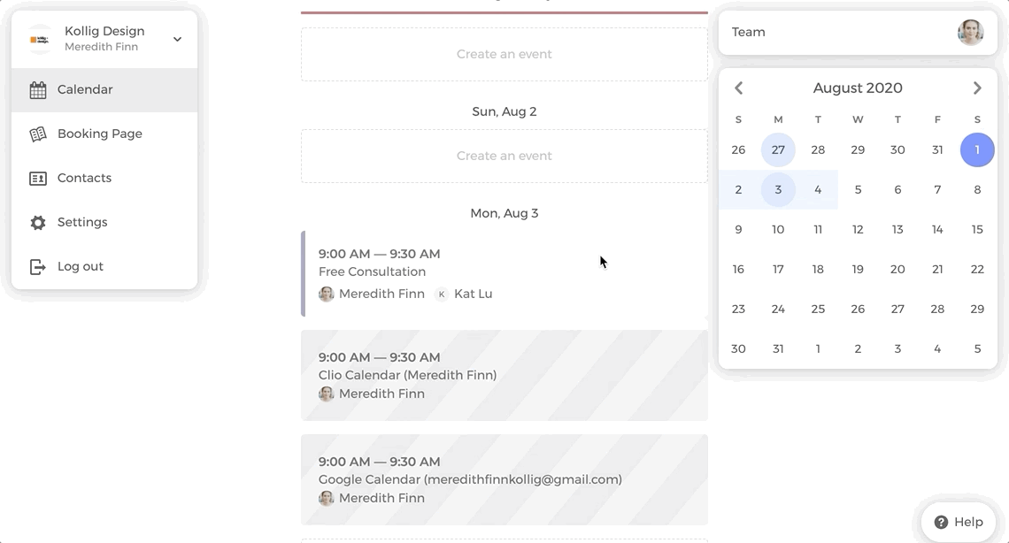 Declining an event request