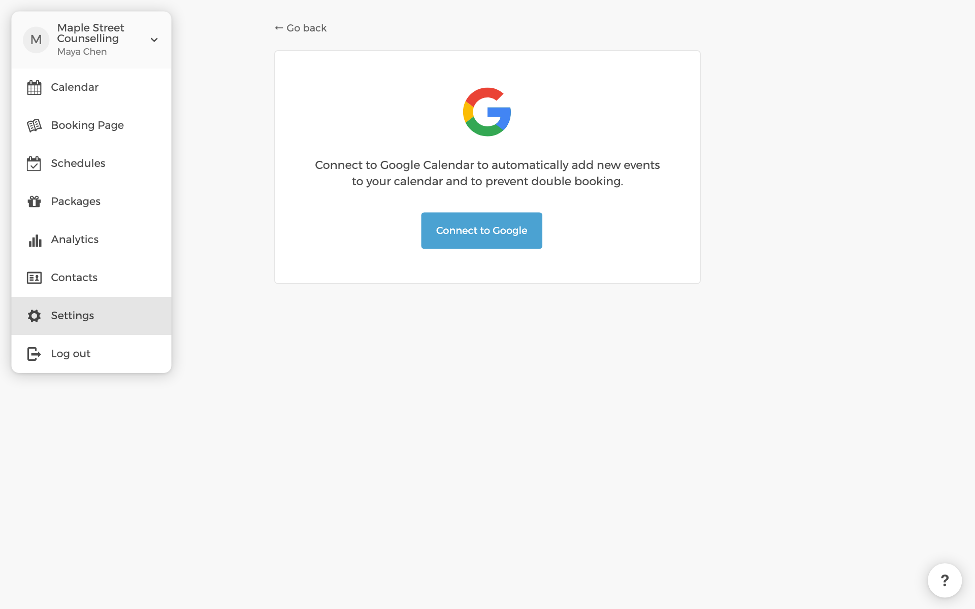 Connect your calendar in Settings