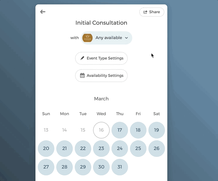 Choose Host page settings