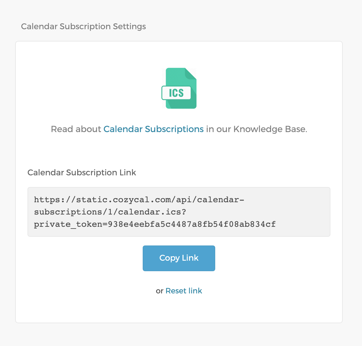 Export Calendar settings
