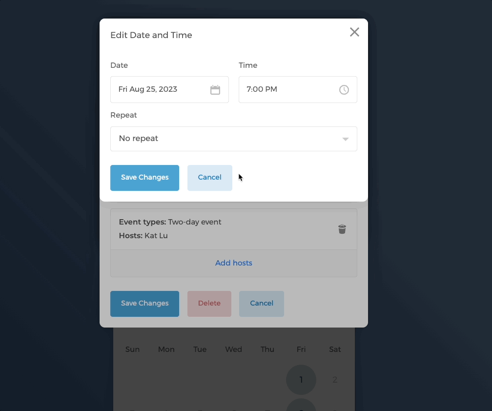 Setting the schedule to repeat weekly