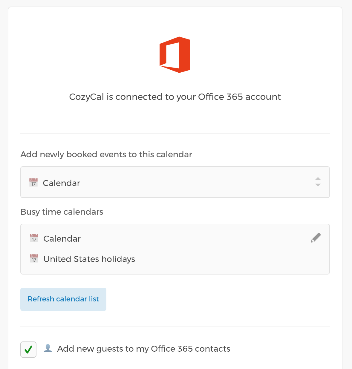 Office 365 calendar settings
