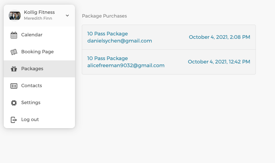 The Packages list in the main menu