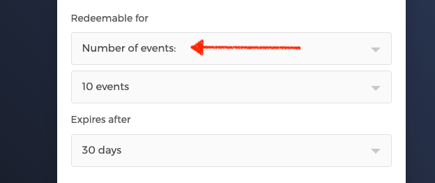 Redeemable for number of events