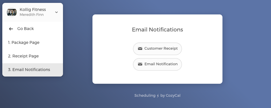 Editing package email notifications