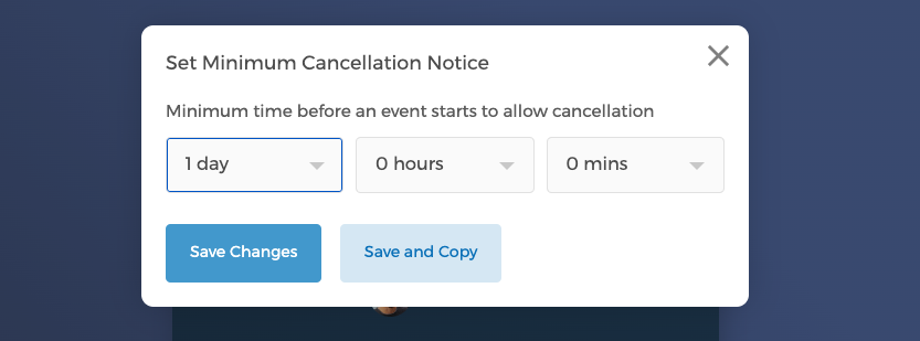 Setting the minimum cancellation notice