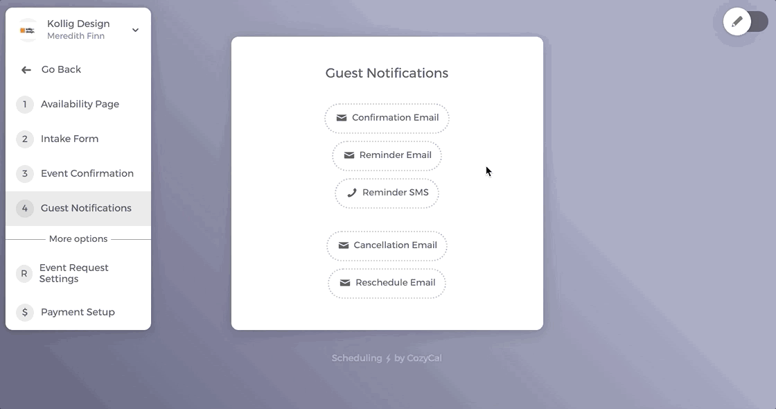 Reminder email settings