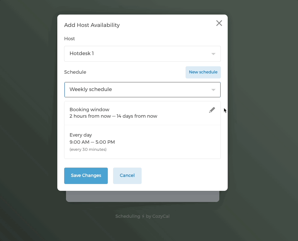 Applying a schedule across all hotdesks