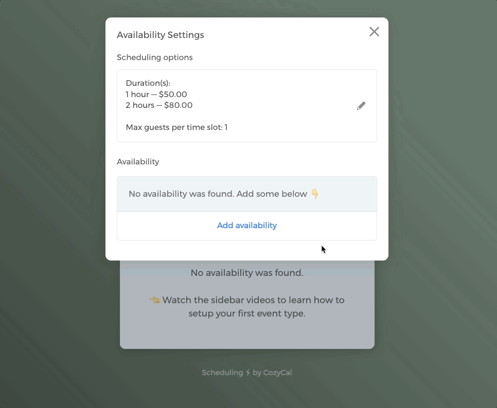 Creating a new schedule for the resource