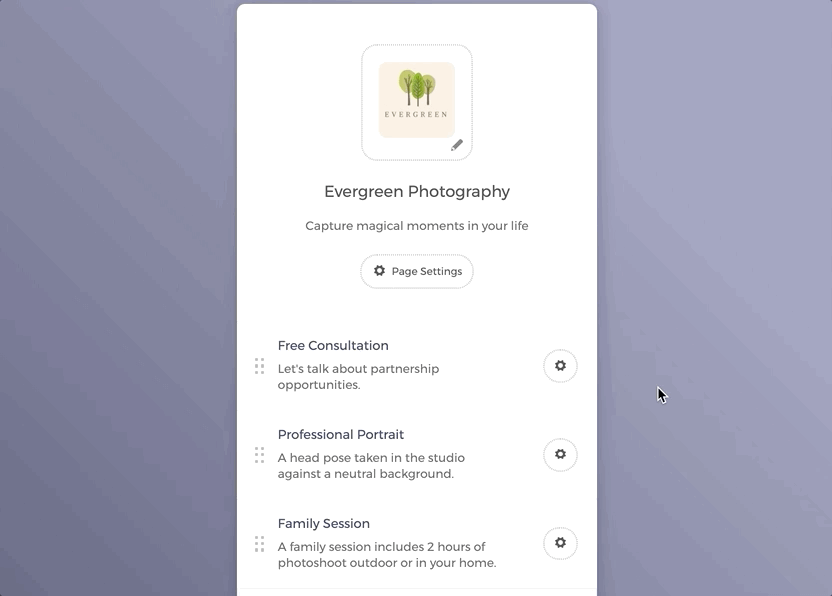 Shuffling event types on booking page
