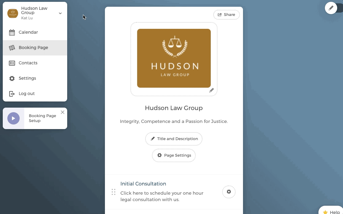 Adding a new booking page