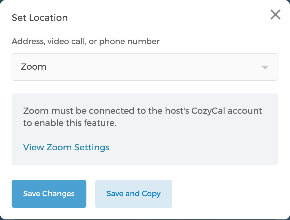 Set Zoom as the event location