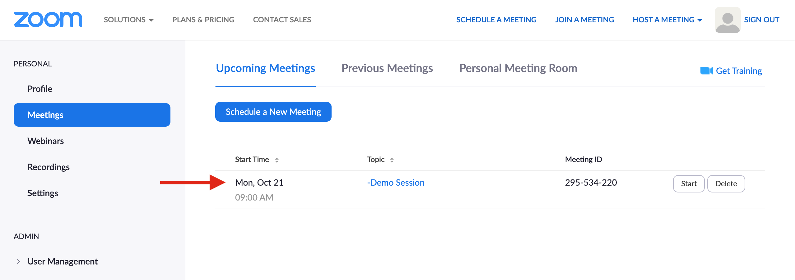 Zoom info in your Zoom account